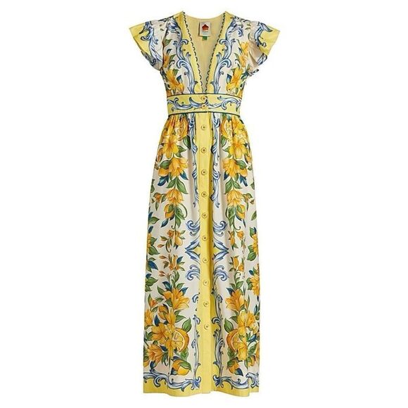 Farm Rio Women's Multicolor Sicily Scarf Print Cotton Maxi Dress Size Small NWOT - Picture 1 of 15